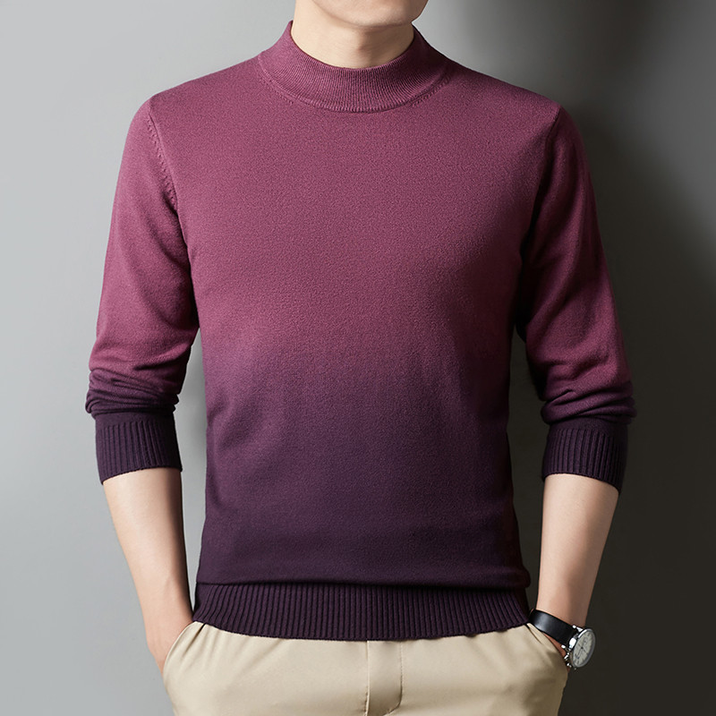 Πουλόβερ χειμωνιάτικων νέων ανδρών 2022 με μισό ζιβάγκο χοντρό ντεγκραντέ Κορεατικής μόδας Ζεστό πλεκτό πουλόβερ Ανδρικά επώνυμα ρούχα