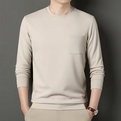 2023 Νέα Ανδρικά Ανοιξιάτικα και Φθινοπωρινά Ανοιξιάτικα και Φθινοπωρινά μακρυμάνικα μονόχρωμα μπλουζάκια Wofeng