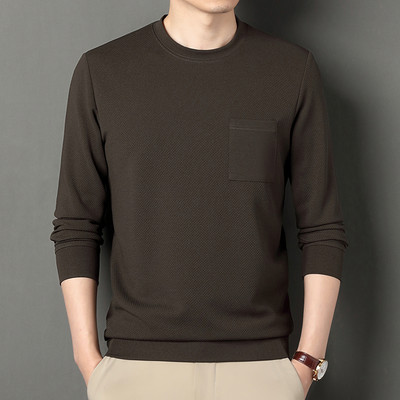 2023 Νέα Ανδρικά Ανοιξιάτικα και Φθινοπωρινά Ανοιξιάτικα και Φθινοπωρινά μακρυμάνικα μονόχρωμα μπλουζάκια Wofeng