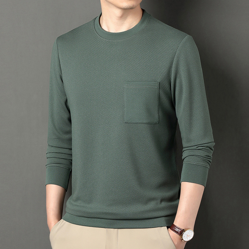 2023 Νέα Ανδρικά Ανοιξιάτικα και Φθινοπωρινά Ανοιξιάτικα και Φθινοπωρινά μακρυμάνικα μονόχρωμα μπλουζάκια Wofeng