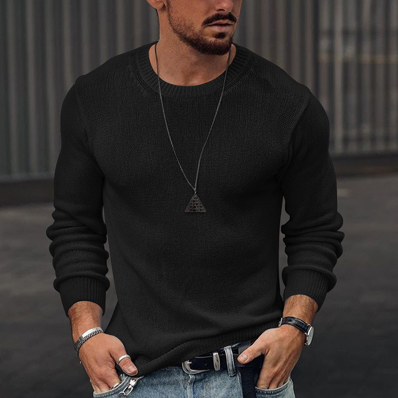 Muški 2022 proljeće jesenski džemperi dugih rukava, modni muški puloveri s O-izrezom, ulična odjeća, ležerni, jednobojni, uski pleteni džemperi