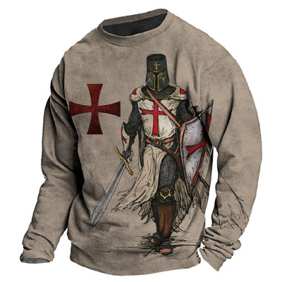 Vintage 3D print Μακρυμάνικα μπλουζάκια Βαμβακερό ανδρικό μπλουζάκι Jesus Lion Graphic Top μεγάλου μεγέθους Ρούχα με λαιμόκοψη σε O-λαιμόκοψη πουκάμισο με κουμπιά