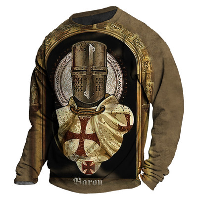 Vintage 3D print Μακρυμάνικα μπλουζάκια Βαμβακερό ανδρικό μπλουζάκι Jesus Lion Graphic Top μεγάλου μεγέθους Ρούχα με λαιμόκοψη σε O-λαιμόκοψη πουκάμισο με κουμπιά