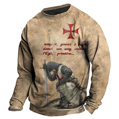 Vintage 3D print Μακρυμάνικα μπλουζάκια Βαμβακερό ανδρικό μπλουζάκι Jesus Lion Graphic Top μεγάλου μεγέθους Ρούχα με λαιμόκοψη σε O-λαιμόκοψη πουκάμισο με κουμπιά