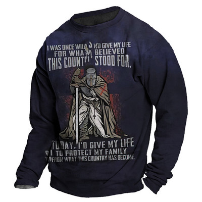 Vintage 3D print Μακρυμάνικα μπλουζάκια Βαμβακερό ανδρικό μπλουζάκι Jesus Lion Graphic Top μεγάλου μεγέθους Ρούχα με λαιμόκοψη σε O-λαιμόκοψη πουκάμισο με κουμπιά