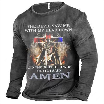 Vintage 3D print Μακρυμάνικα μπλουζάκια Βαμβακερό ανδρικό μπλουζάκι Jesus Lion Graphic Top μεγάλου μεγέθους Ρούχα με λαιμόκοψη σε O-λαιμόκοψη πουκάμισο με κουμπιά