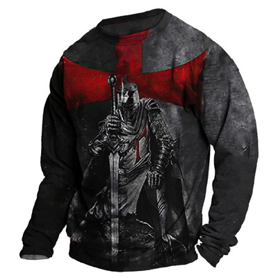 Vintage 3D print Μακρυμάνικα μπλουζάκια Βαμβακερό ανδρικό μπλουζάκι Jesus Lion Graphic Top μεγάλου μεγέθους Ρούχα με λαιμόκοψη σε O-λαιμόκοψη πουκάμισο με κουμπιά