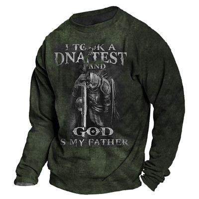 Vintage 3D print Μακρυμάνικα μπλουζάκια Βαμβακερό ανδρικό μπλουζάκι Jesus Lion Graphic Top μεγάλου μεγέθους Ρούχα με λαιμόκοψη σε O-λαιμόκοψη πουκάμισο με κουμπιά