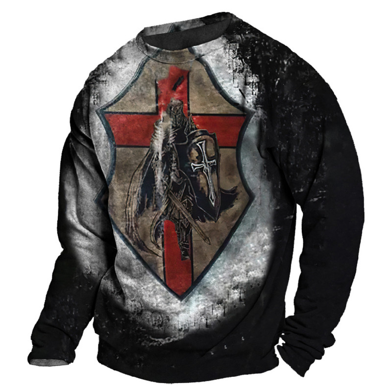 Vintage 3D print Μακρυμάνικα μπλουζάκια Βαμβακερό ανδρικό μπλουζάκι Jesus Lion Graphic Top μεγάλου μεγέθους Ρούχα με λαιμόκοψη σε O-λαιμόκοψη πουκάμισο με κουμπιά