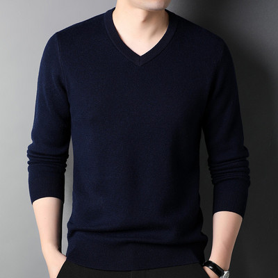 TFETTERS Kevad-sügismood Pulloverid Meeste V-kaelusega Pikkade varrukatega Stretch Khaki Kampsunid Meeste Klassikalised Kootud Top Mehed