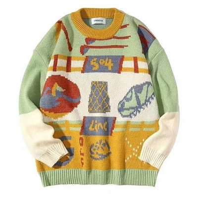 Άσχημο χριστουγεννιάτικο πουλόβερ Γυναικείο πλεκτό πουλόβερ ανδρικό Harajuku Πλεκτό πουλόβερ με σχέδιο σε σχήμα καρδιάς Vintage χειμερινά πουλόβερ με λαιμόκοψη