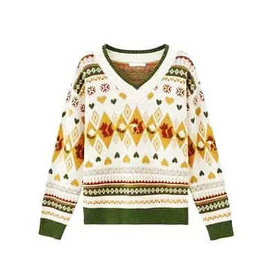 Άσχημο χριστουγεννιάτικο πουλόβερ Γυναικείο πλεκτό πουλόβερ ανδρικό Harajuku Πλεκτό πουλόβερ με σχέδιο σε σχήμα καρδιάς Vintage χειμερινά πουλόβερ με λαιμόκοψη