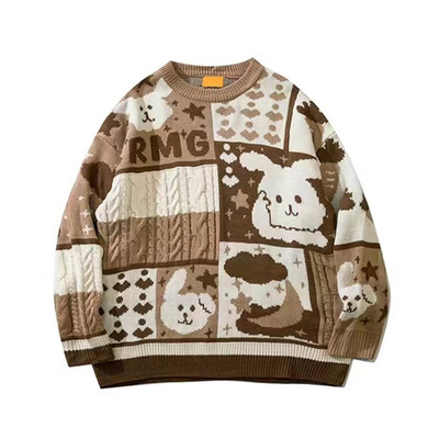 Άσχημο χριστουγεννιάτικο πουλόβερ Γυναικείο πλεκτό πουλόβερ ανδρικό Harajuku Πλεκτό πουλόβερ με σχέδιο σε σχήμα καρδιάς Vintage χειμερινά πουλόβερ με λαιμόκοψη