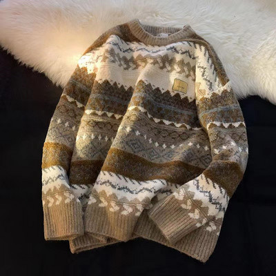 Άσχημο χριστουγεννιάτικο πουλόβερ Γυναικείο πλεκτό πουλόβερ ανδρικό Harajuku Πλεκτό πουλόβερ με σχέδιο σε σχήμα καρδιάς Vintage χειμερινά πουλόβερ με λαιμόκοψη