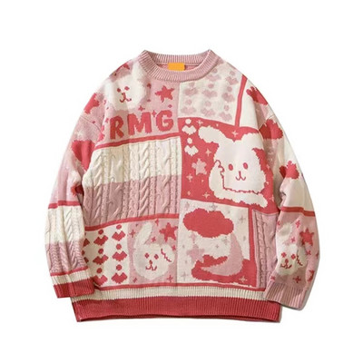 Άσχημο χριστουγεννιάτικο πουλόβερ Γυναικείο πλεκτό πουλόβερ ανδρικό Harajuku Πλεκτό πουλόβερ με σχέδιο σε σχήμα καρδιάς Vintage χειμερινά πουλόβερ με λαιμόκοψη