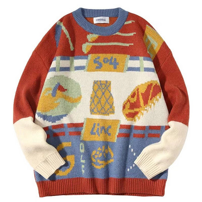 Άσχημο χριστουγεννιάτικο πουλόβερ Γυναικείο πλεκτό πουλόβερ ανδρικό Harajuku Πλεκτό πουλόβερ με σχέδιο σε σχήμα καρδιάς Vintage χειμερινά πουλόβερ με λαιμόκοψη