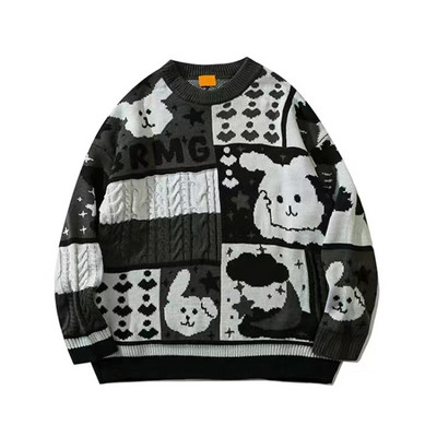 Άσχημο χριστουγεννιάτικο πουλόβερ Γυναικείο πλεκτό πουλόβερ ανδρικό Harajuku Πλεκτό πουλόβερ με σχέδιο σε σχήμα καρδιάς Vintage χειμερινά πουλόβερ με λαιμόκοψη