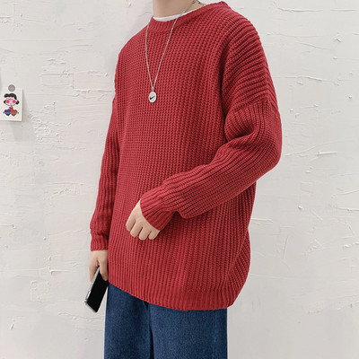 Ανδρικά πουλόβερ κορεατικής μόδας 2023 Πλεκτά φθινοπωρινά μασίφ O λαιμός Streetwear Ανδρικά ρούχα Harajuku φαρδιά πλεκτά πουλόβερ Pull Homme