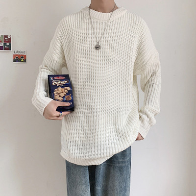 Ανδρικά πουλόβερ κορεατικής μόδας 2023 Πλεκτά φθινοπωρινά μασίφ O λαιμός Streetwear Ανδρικά ρούχα Harajuku φαρδιά πλεκτά πουλόβερ Pull Homme