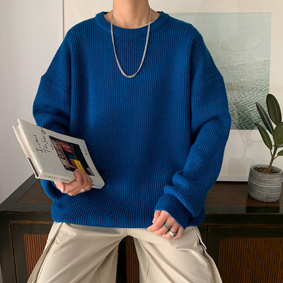 Ανδρικά πουλόβερ κορεατικής μόδας 2023 Πλεκτά φθινοπωρινά μασίφ O λαιμός Streetwear Ανδρικά ρούχα Harajuku φαρδιά πλεκτά πουλόβερ Pull Homme