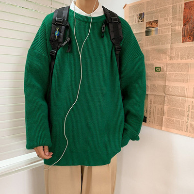 Ανδρικά πουλόβερ κορεατικής μόδας 2023 Πλεκτά φθινοπωρινά μασίφ O λαιμός Streetwear Ανδρικά ρούχα Harajuku φαρδιά πλεκτά πουλόβερ Pull Homme