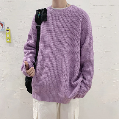 Ανδρικά πουλόβερ κορεατικής μόδας 2023 Πλεκτά φθινοπωρινά μασίφ O λαιμός Streetwear Ανδρικά ρούχα Harajuku φαρδιά πλεκτά πουλόβερ Pull Homme