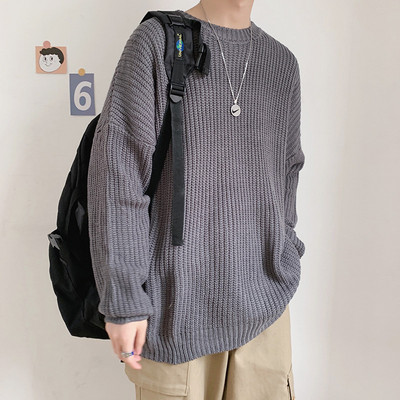 Ανδρικά πουλόβερ κορεατικής μόδας 2023 Πλεκτά φθινοπωρινά μασίφ O λαιμός Streetwear Ανδρικά ρούχα Harajuku φαρδιά πλεκτά πουλόβερ Pull Homme