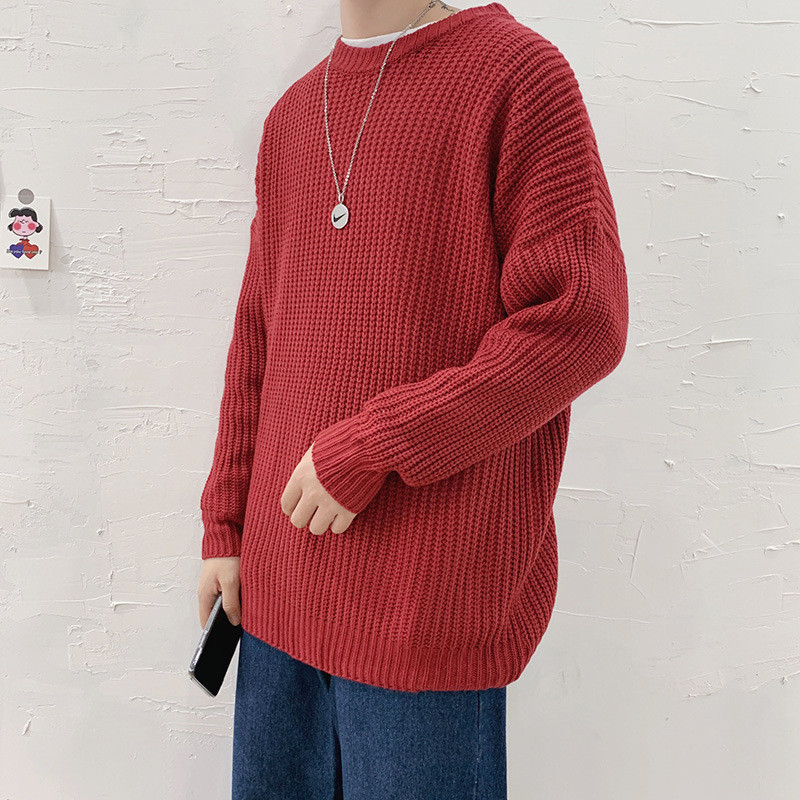 Ανδρικά πουλόβερ κορεατικής μόδας 2023 Πλεκτά φθινοπωρινά μασίφ O λαιμός Streetwear Ανδρικά ρούχα Harajuku φαρδιά πλεκτά πουλόβερ Pull Homme