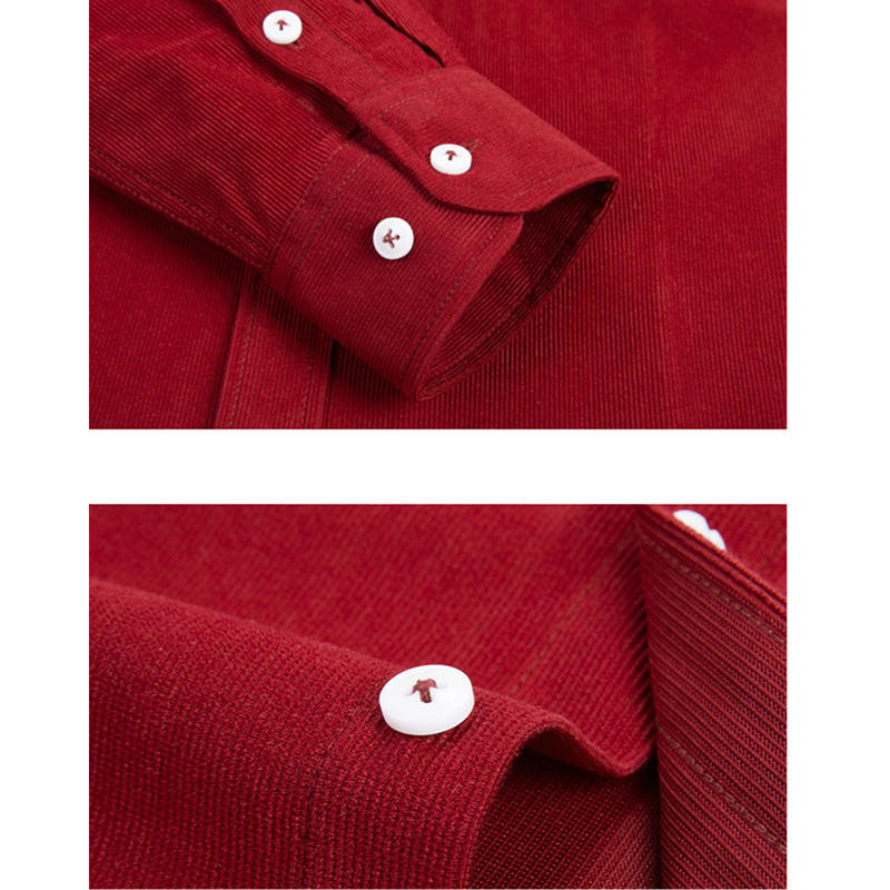 Ανοιξιάτικο και Φθινόπωρο Νέο Ανδρικό μακρυμάνικο πουκάμισο Κοτλέ υφασμάτινο πουκάμισο με μονό στήθος με κουμπί γιακά Camisa Ανδρικό Chemise 5XL