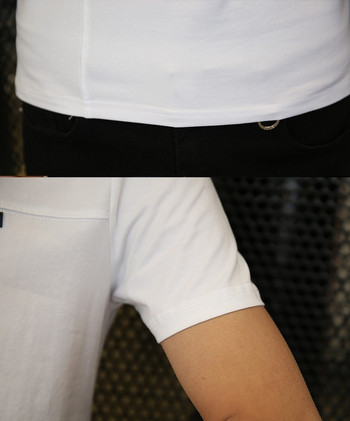 Μακρυμάνικο μπλουζάκι στρογγυλό γιακά μισό μανίκι λευκό πουκάμισο νεανικό όμορφο ανδρικό παλτό καθαρό χρώμα M-3XL