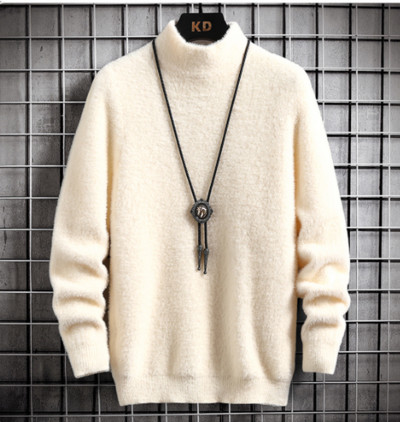 Sügistalvine kootud kampsun meeste poolkõrge krae vabaaja naaritsast sametkampsun, meeste ühevärviline soe mohäärist kampsun mees