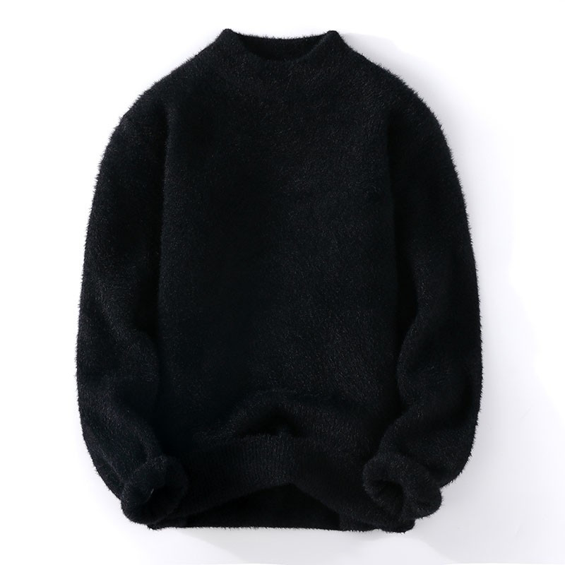 Sügistalvine kootud kampsun meeste poolkõrge krae vabaaja naaritsast sametkampsun, meeste ühevärviline soe mohäärist kampsun mees