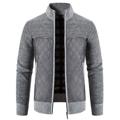 Meeste kangaga pluss sametpolsterdatud kampsun jakk, suur õhuke mantel, püstkrae, lapiline kardigan Meeste talvekardigan 3XL