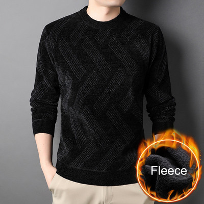 Νέο πουλόβερ Fleece για Ανδρικά Μακρυμάνικα Πουλόβερ Χειμερινά και Φθινοπωρινά Ρούχα Ζεστά χοντρά πουλόβερ Φαρδιά πλεκτά μασίφ πλεκτά