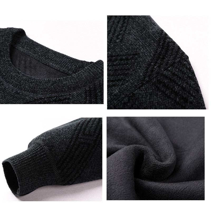 Νέο πουλόβερ Fleece για Ανδρικά Μακρυμάνικα Πουλόβερ Χειμερινά και Φθινοπωρινά Ρούχα Ζεστά χοντρά πουλόβερ Φαρδιά πλεκτά μασίφ πλεκτά