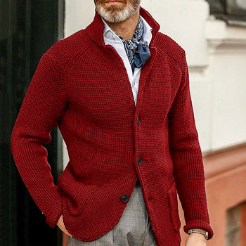 Ανδρικό πουλόβερ Slim όρθιο γιακά πλεκτή ζακέτα φθινοπωρινό και χειμερινό μπουφάν μεγάλο μέγεθος ανδρικά ρούχα
