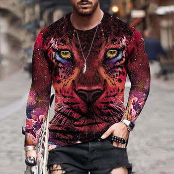 Τρισδιάστατη εκτύπωση Tiger T-shirt για άνδρες Φθινοπωρινές υπερμεγέθεις μακρυμάνικη μπλούζα πουλόβερ 2023 Fashion Streetwear Ανδρικά δροσερά ρούχα Νέα μπλουζάκια
