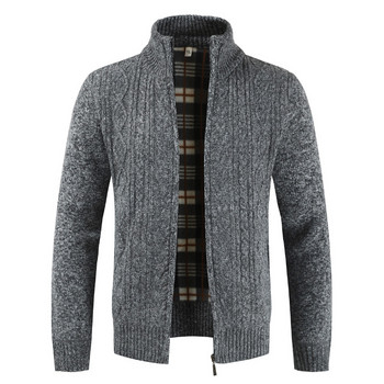 2023 Есен Зима Мъжки пуловер Модна марка Ежедневен пуловер Стойка яка Жилетка Мъжки райета Тънък плетен мъжки пуловер