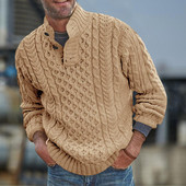 Meeste talvekampsun, poolkõrge kraega pullover Kootud ühevärvilised pikad varrukad hoiavad soojas vabaaja avar poolkilpkaelusega sügiskampsun