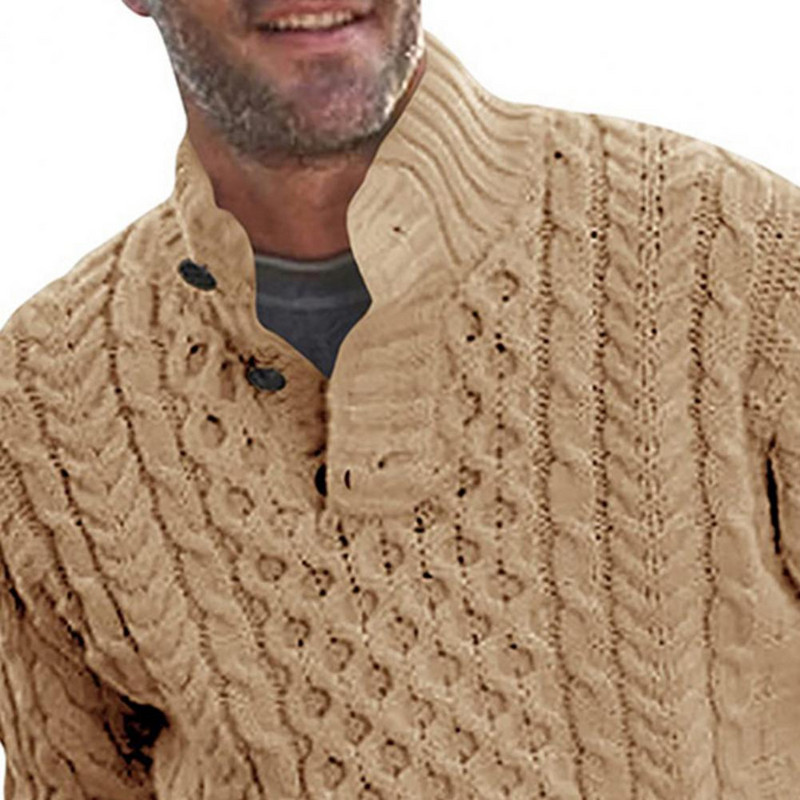 Meeste talvekampsun, poolkõrge kraega pullover Kootud ühevärvilised pikad varrukad hoiavad soojas vabaaja avar poolkilpkaelusega sügiskampsun