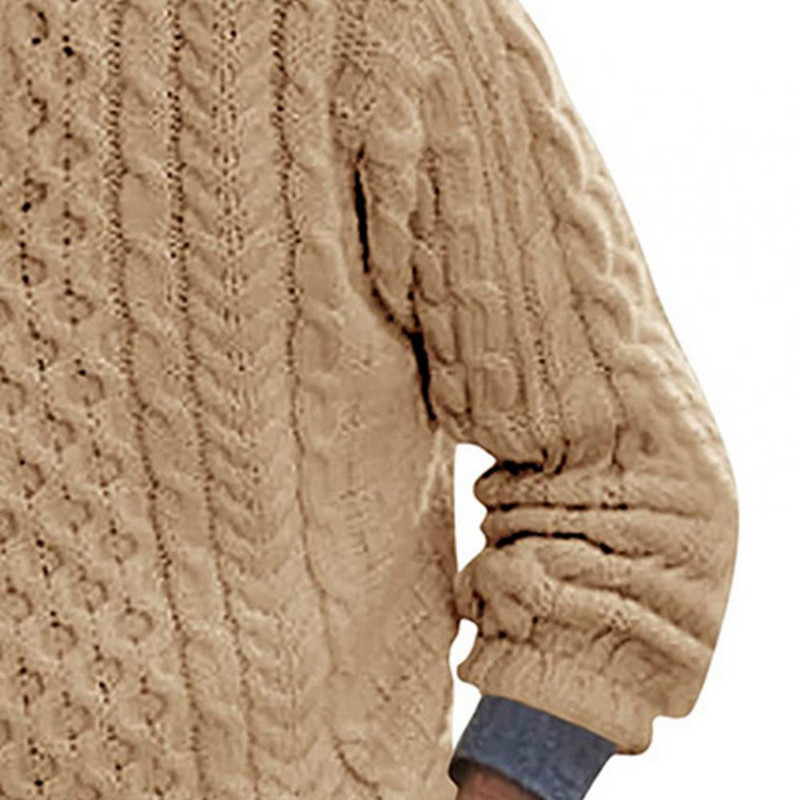 Meeste talvekampsun, poolkõrge kraega pullover Kootud ühevärvilised pikad varrukad hoiavad soojas vabaaja avar poolkilpkaelusega sügiskampsun