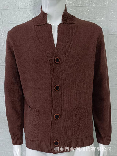 Sügistalvine meeste kudumine kardigan kampsun vabaaja massiivne pikkade varrukatega kampsun, meeste nööbiga kampsun jakk Meeste kootud jakid