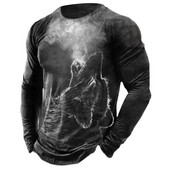 Ανδρικά μακρυμάνικα μπλουζάκια Vintage 3D Print Βαμβακερά φθινοπωρινά χιπ χοπ φθινοπωρινά μπλουζάκια με φαρδιά μπλουζάκια με λαιμόκοψη Μπλουζάκι ευρωπαϊκού μεγέθους