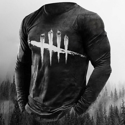 Ανδρικά μακρυμάνικα μπλουζάκια Vintage 3D Print Βαμβακερά φθινοπωρινά χιπ χοπ φθινοπωρινά μπλουζάκια με φαρδιά μπλουζάκια με λαιμόκοψη Μπλουζάκι ευρωπαϊκού μεγέθους