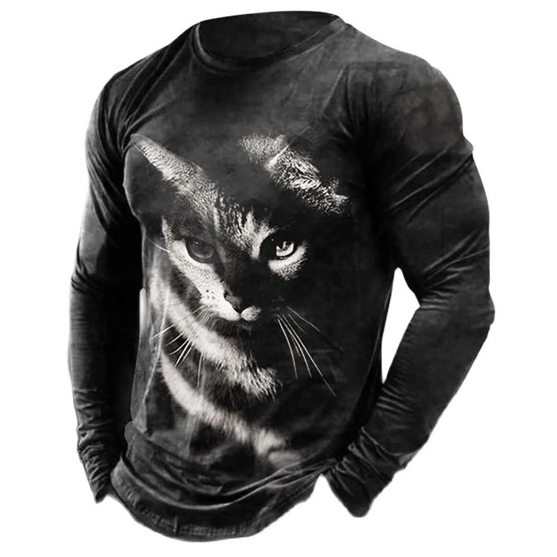 Ανδρικά μακρυμάνικα μπλουζάκια Vintage 3D Print Βαμβακερά φθινοπωρινά χιπ χοπ φθινοπωρινά μπλουζάκια με φαρδιά μπλουζάκια με λαιμόκοψη Μπλουζάκι ευρωπαϊκού μεγέθους