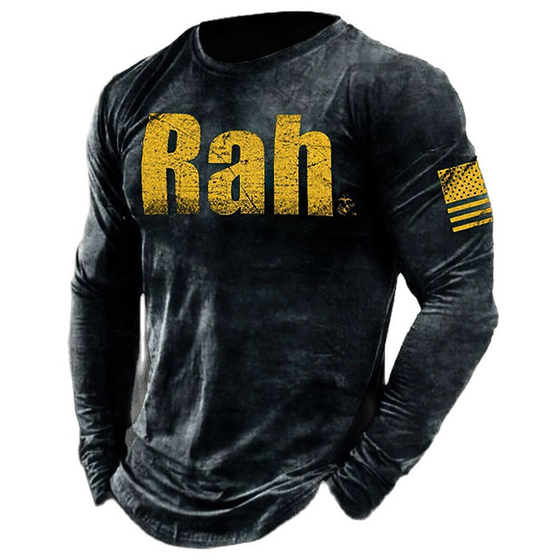 Ανδρικά μακρυμάνικα μπλουζάκια Vintage 3D Print Βαμβακερά φθινοπωρινά χιπ χοπ φθινοπωρινά μπλουζάκια με φαρδιά μπλουζάκια με λαιμόκοψη Μπλουζάκι ευρωπαϊκού μεγέθους