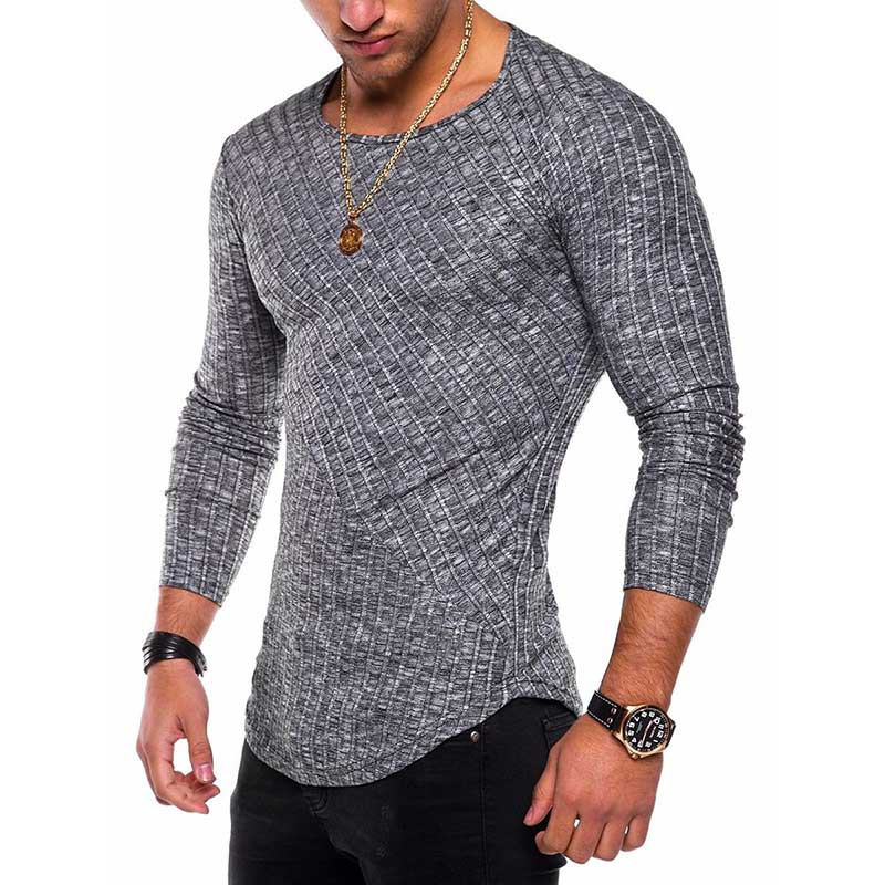 Tricou Slim Fit nou de primăvară, tricou pentru bărbați, tricou casual pentru bărbați, tricou cu mâneci lungi, culoare solidă, tricou pentru bărbați, fitness, MY060