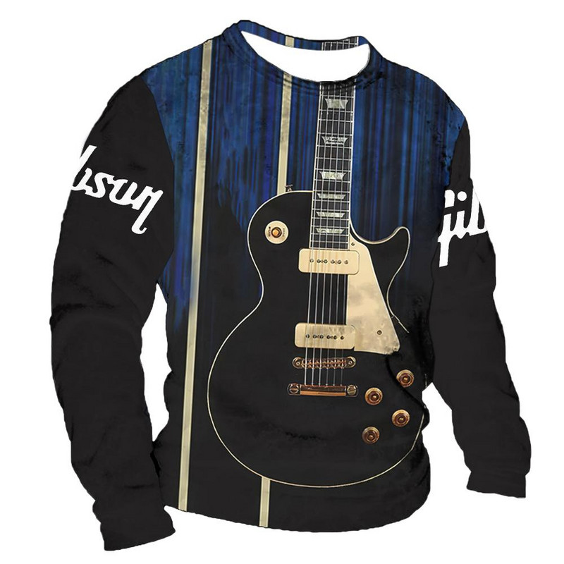 T-särk Meeste lühikeste varrukatega topid Suvised puuvillased särgid Harajuku Suured riided Kitarr Graafika 3D Prindiga Tee vabaaja kampsun