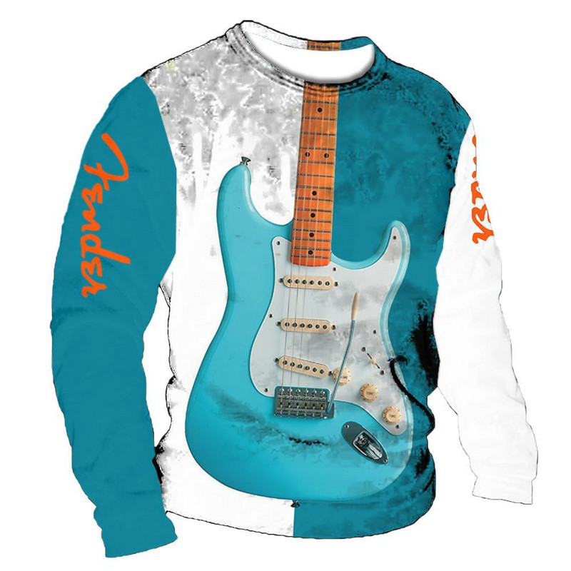 T-särk Meeste lühikeste varrukatega topid Suvised puuvillased särgid Harajuku Suured riided Kitarr Graafika 3D Prindiga Tee vabaaja kampsun