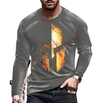 Ανδρικό μπλουζάκι με στρογγυλή λαιμόκοψη ρετρό σπαρτιάτικο κράνος 3d Print Ανδρικά ρούχα casual μακρυμάνικο πουλόβερ